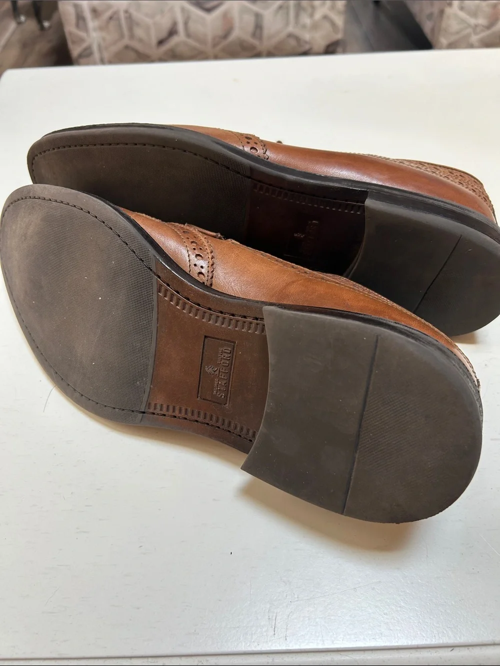 Stafford Brown Leather Wingtip Oxfords